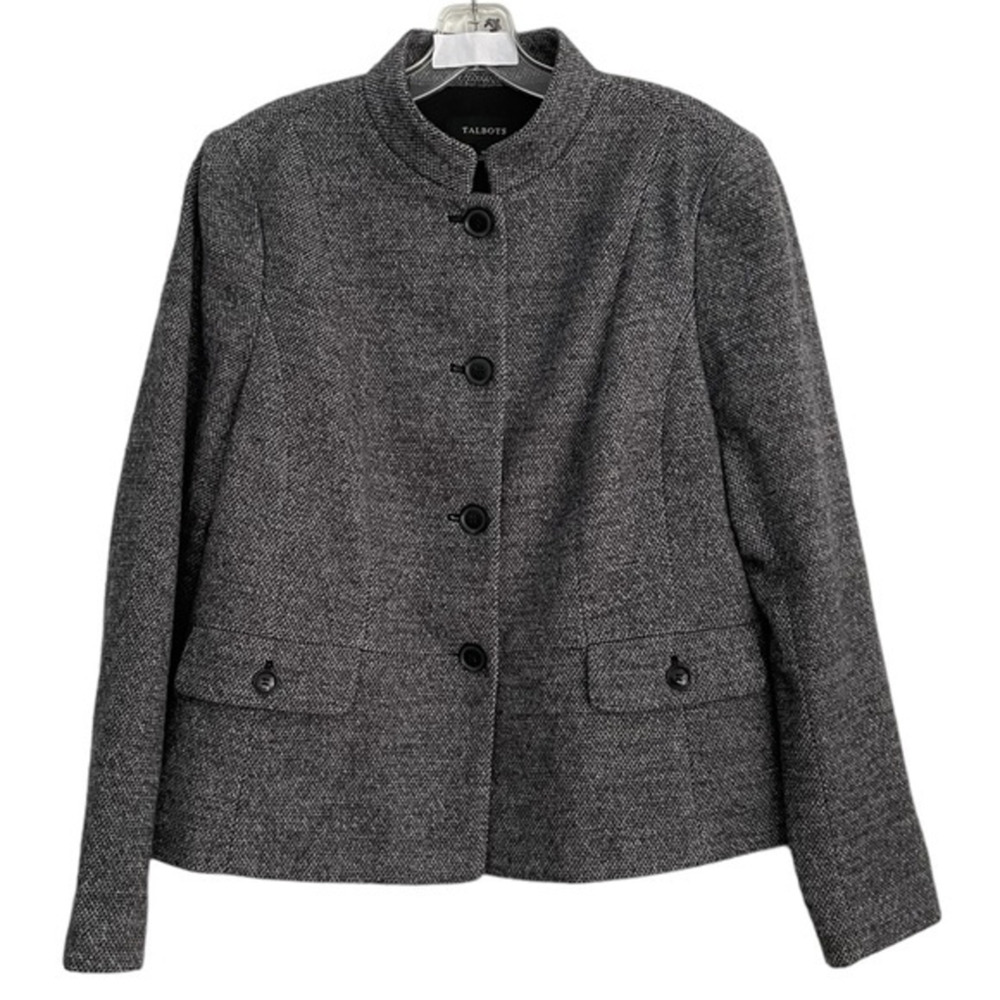 Talbots Gray Tweed Lined Jacket‎ Blazer Women’s Size 10